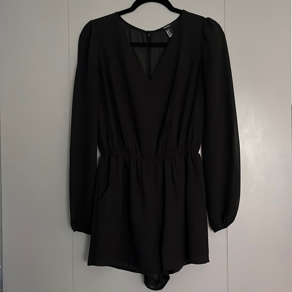 Black Long-sleeve Romper. Size Medium.